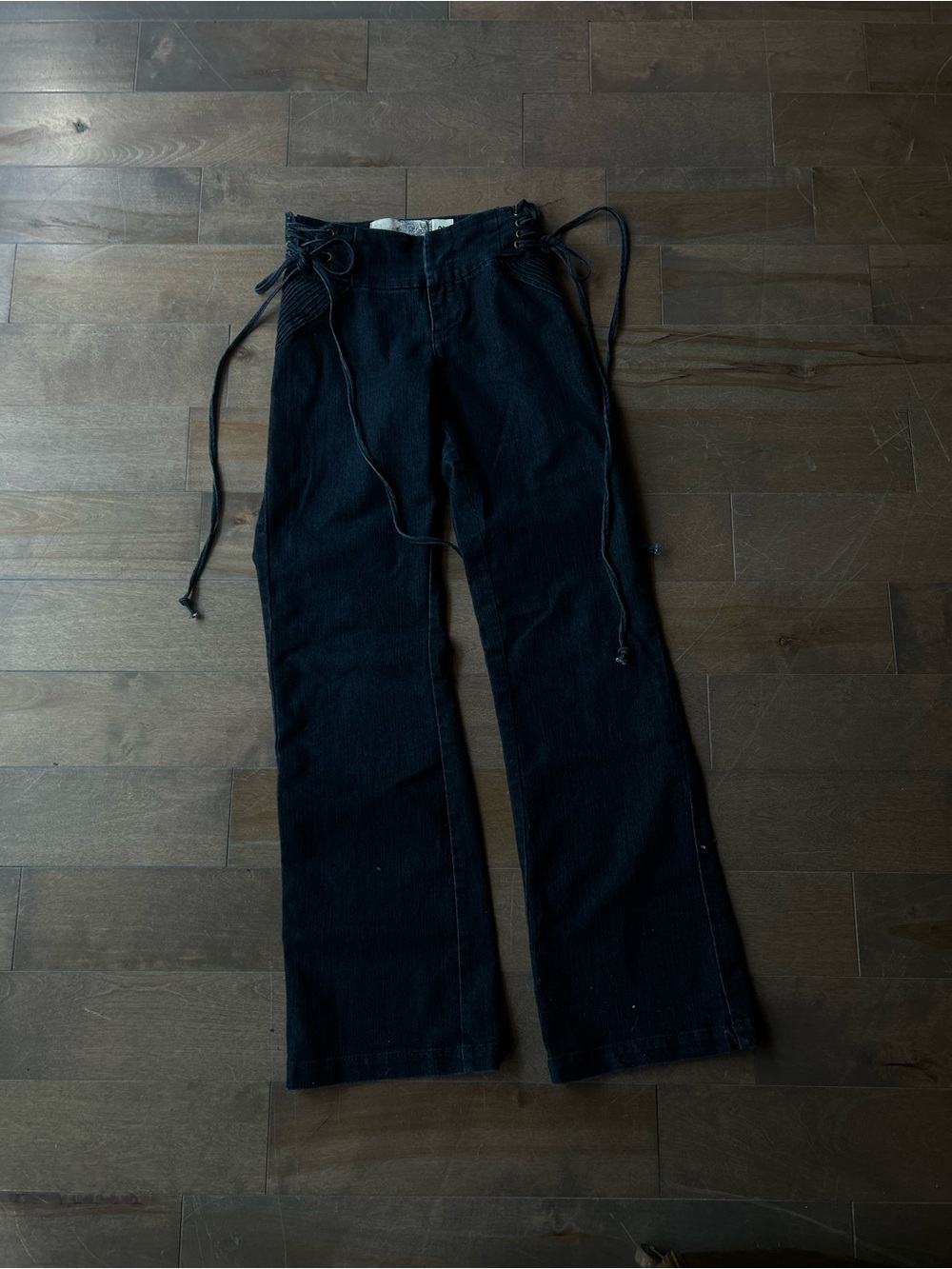 le chateau Black Boot Cut Lace-Up Pants